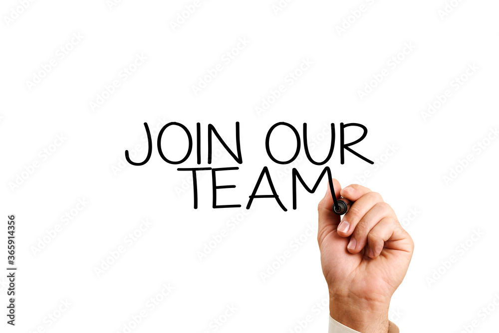 join our team concept. male hand writing join our team join our team concept. male hand writing join our team