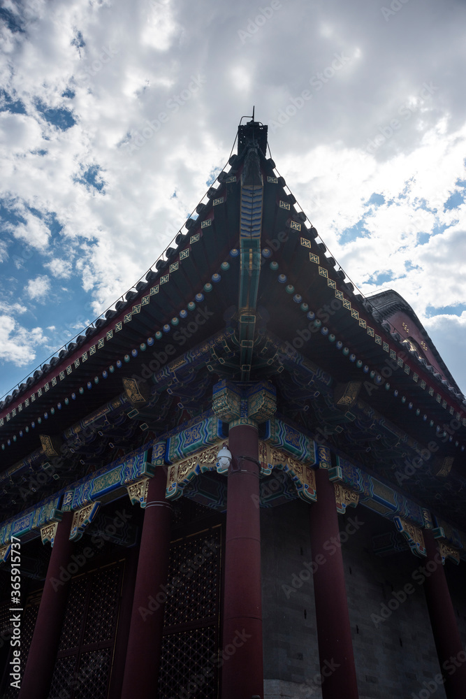 Historical chinese or asian temple under blue sky
