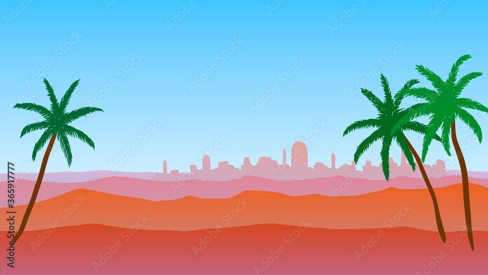 City in the desert vector illustration