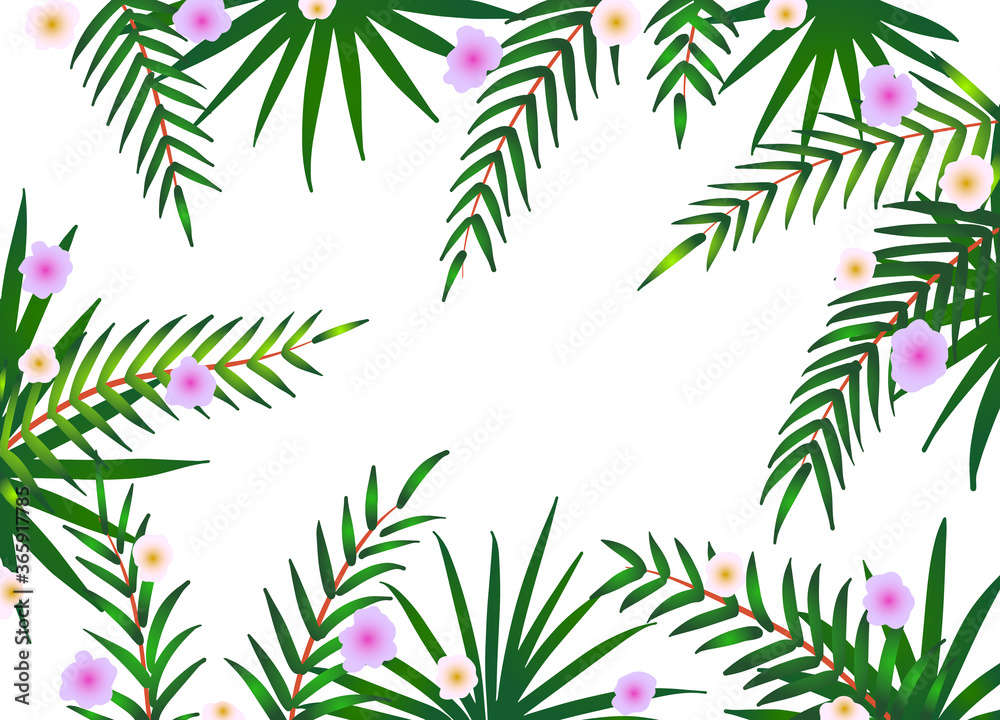 Vector frame of palm leafs Vector frame of palm leafs