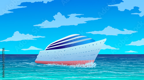 Yacht in the ocean vector illustration