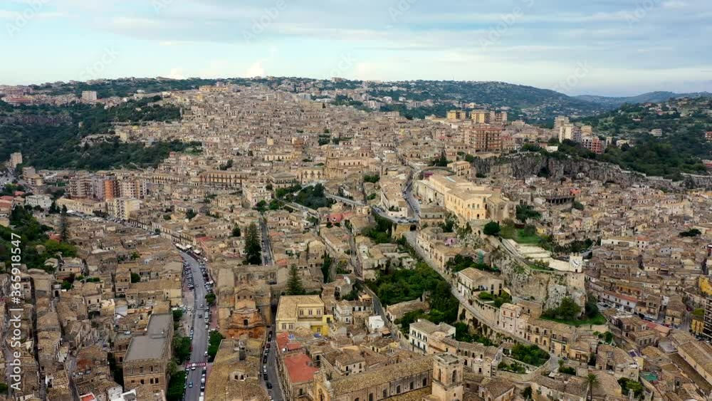 Aerial view of Modica, Sicily, Italy. Modica (Ragusa Province), view of the baroque town. Sicily, Italy. Ancient city Modica from above, Sicily, Italy Aerial view of Modica, Sicily, Italy. Modica (Ragusa Province), view of the baroque town. Sicily, Italy. Ancient city Modica from above, Sicily, Italy