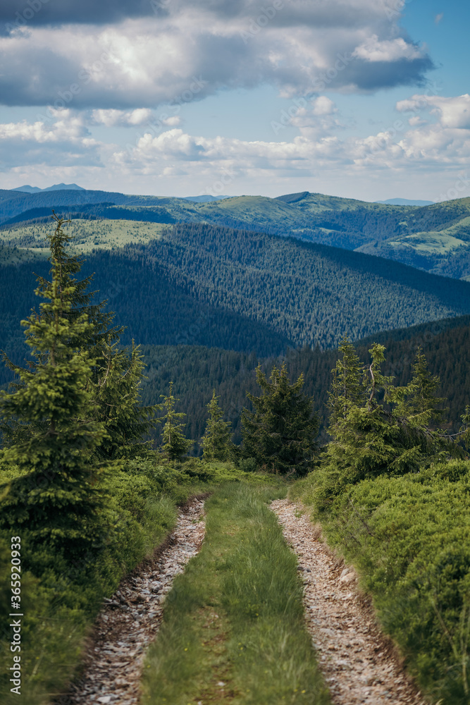 Obraz premium A sign with a mountain in the background