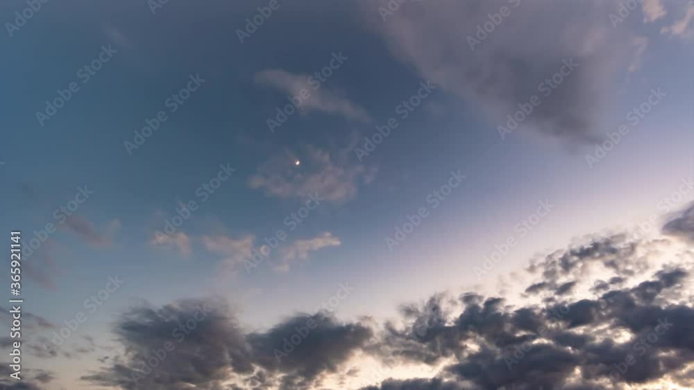 Clouds on sky sunset landscape, fast moving cloudscape background, time lapse. Clouds on sky sunset landscape, fast moving cloudscape background, time lapse.