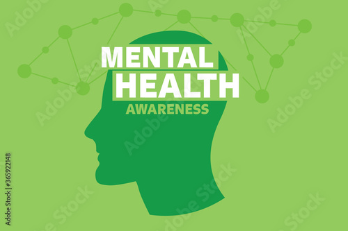 Mental Health Awareness green banner with head shape