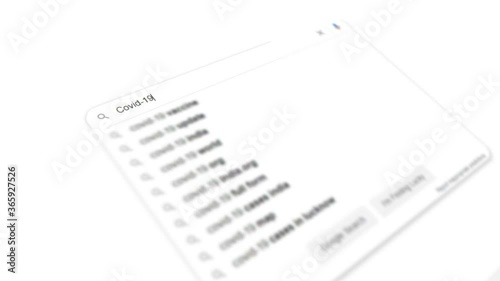Graphic of online google search engine looking after covid19 hotspots worldwide