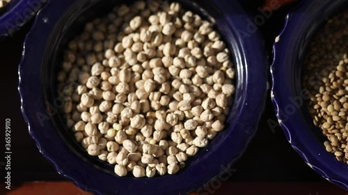 Variety Of Beans In Blue Plastic Pots In Deira, Dubai - top shot photo