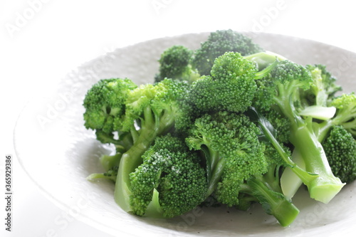boiled broccoli in bowl for healthy food ingredient