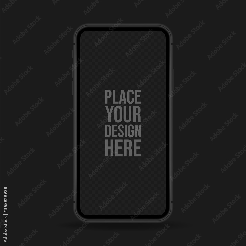 Black realistic smartphone mockup with transparent screen for design. Vector flat illustrations. Black realistic smartphone mockup with transparent screen for design. Vector flat illustrations.