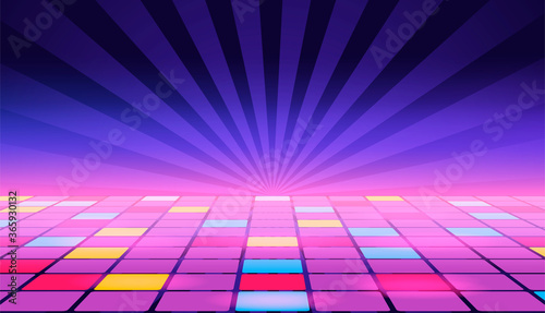 Illustration of a dance floor amongst starry open space. Vector. photo