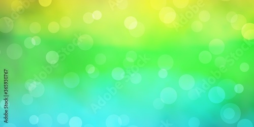 Light Blue, Yellow vector texture with disks. Colorful illustration with gradient dots in nature style. Design for posters, banners.