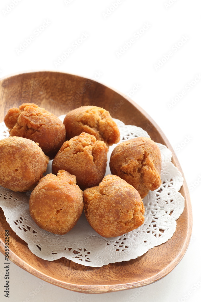 Okinawa food, asian style doughnut with copy space