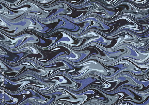 An ink marbling abstract pattern, similar to marbled ink techniques used on the inner cover linings of vintage and antiquarian books