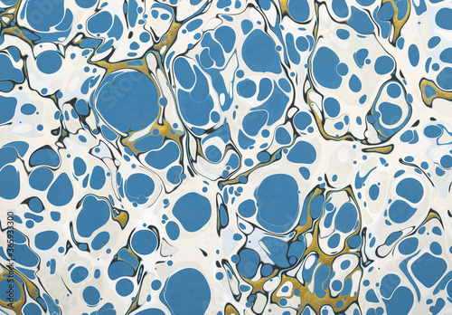 An ink marbling abstract pattern, similar to marbled ink techniques used on the inner cover linings of vintage and antiquarian books