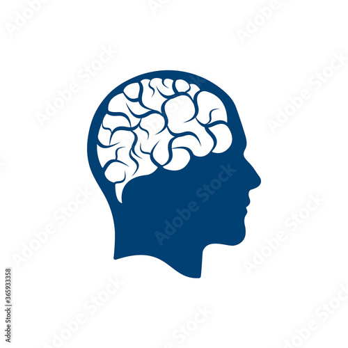 Head with brain vector illustration design. Human head and brain vector icon. Mind concept.