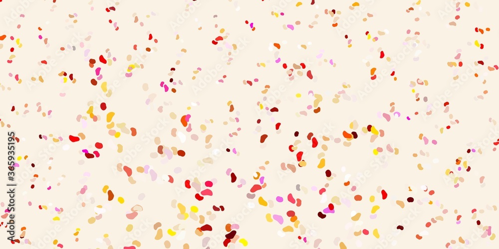 Light red, yellow vector texture with memphis shapes.