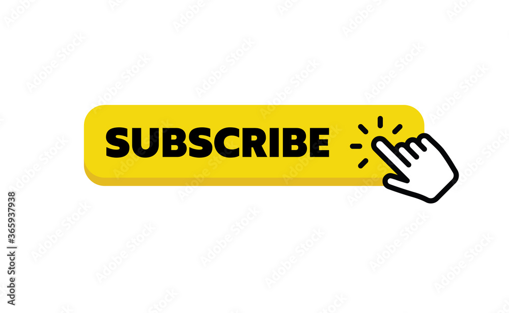Subscribe button with hand click icon. Subscribe button with hand click icon.