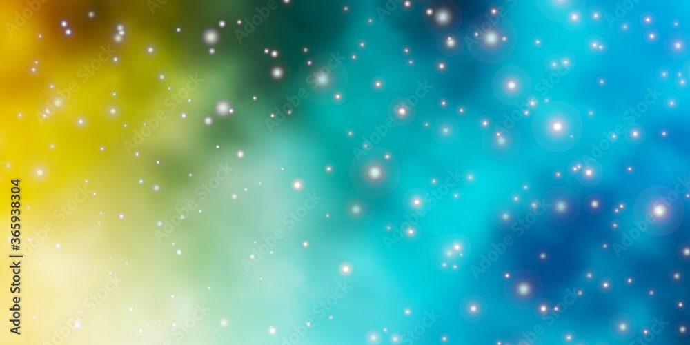 Light Blue, Yellow vector layout with bright stars. Shining colorful illustration with small and big stars. Pattern for wrapping gifts.