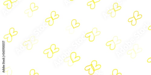 Fototapeta Naklejka Na Ścianę i Meble -  Light Yellow vector background with Shining hearts.