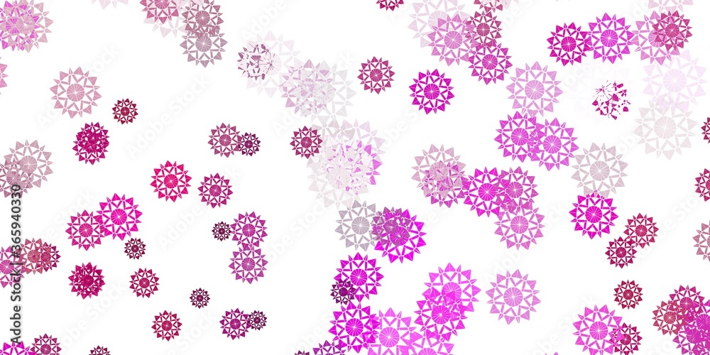 Light pink vector layout with beautiful snowflakes.