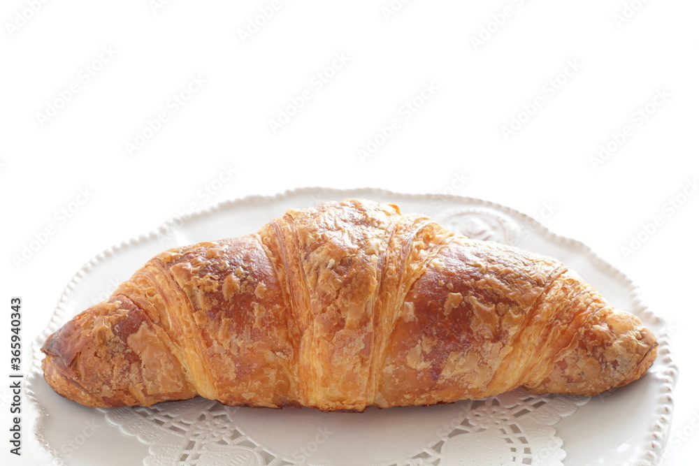 croissant on dish with copy space