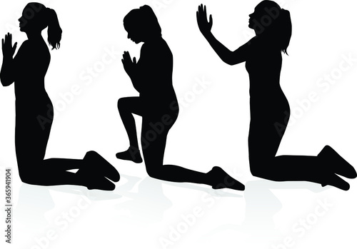 Women silhouettes on a white background.