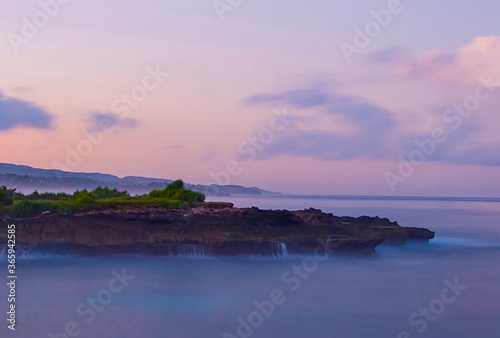 Coastal cliff landscape long exposure with the sea