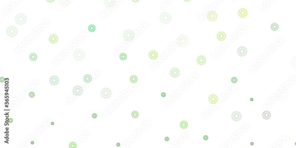 Light green, yellow vector doodle template with flowers.