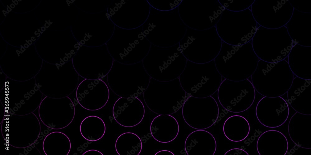 Dark Pink vector texture with disks. Illustration with set of shining colorful abstract spheres. Design for posters, banners.