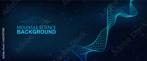 Molecular structure vector banner with formula dna and molecules. Healthcare science, Hi-tech medical technology concept. Modern Vector illustration in futuristic style. Molecular structure background