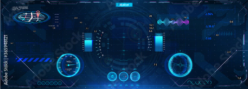 Futuristic VR view with Head-up Display Design. HUD virtual reality elements for UI, GUI. Camera viewfinder. template focusing screen of the camera. Template Crosshair in HUD, GUI. Vector Sky-fi