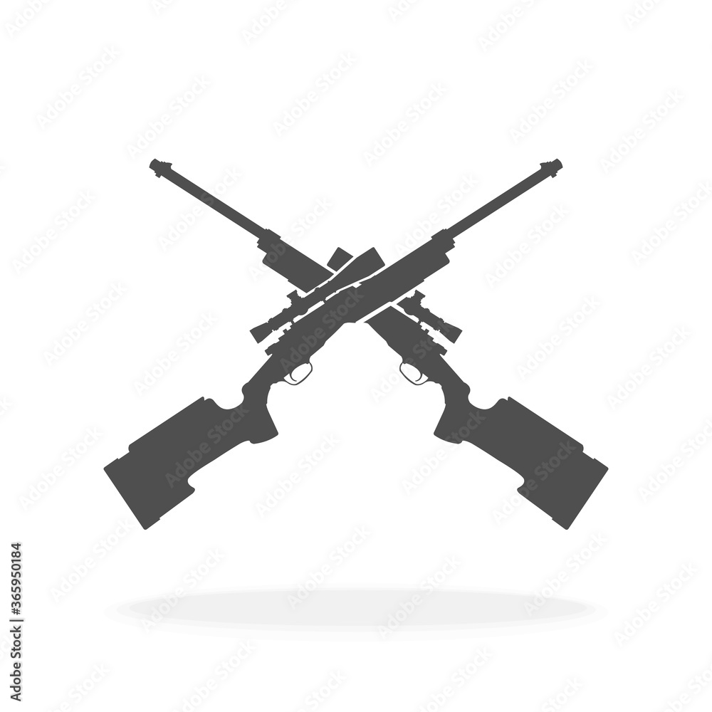 Crossed Hunting Rifles Icon Vector Illustration Symbol - Target Shooting Club Concept. Crossed Hunting Rifles Icon Vector Illustration Symbol - Target Shooting Club Concept.