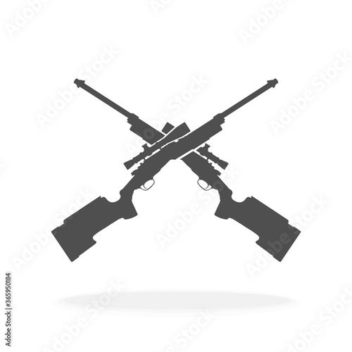 Crossed Hunting Rifles Icon Vector Illustration Symbol - Target Shooting Club Concept.