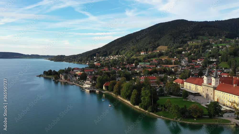 Tegernsee, Germany. Lake Tegernsee in Rottach-Egern (Bavaria), Germany near the Austrian border. Aerial view of the lake 