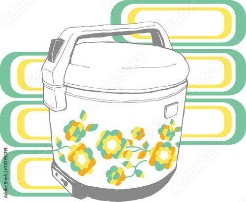 illustration of electric rice cooker of retro style