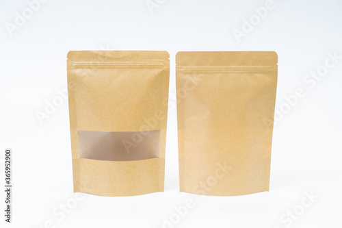 Mock up snack paper bag on white background; Copyspace for product design