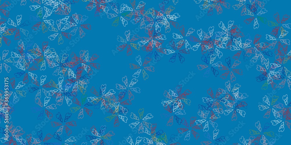 Light blue, yellow vector abstract texture with leaves.