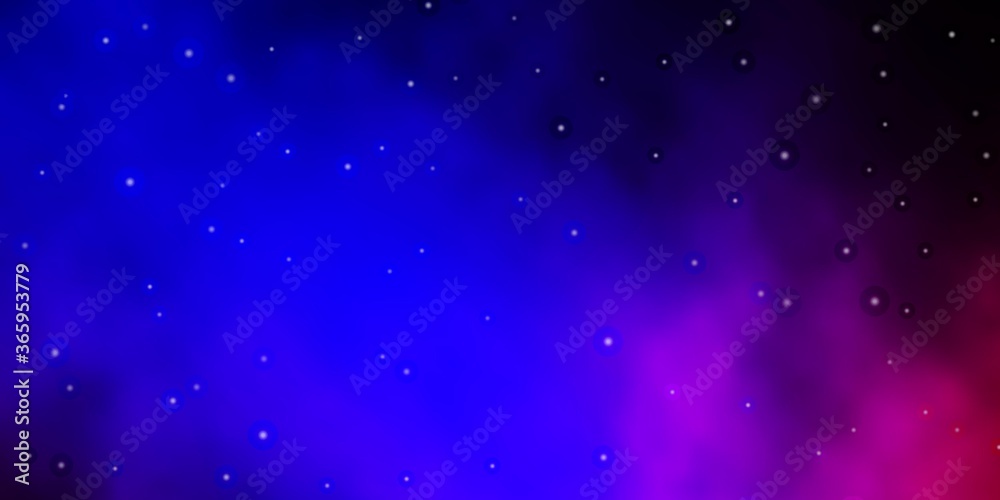 Dark Blue, Red vector background with small and big stars. Shining colorful illustration with small and big stars. Pattern for new year ad, booklets.