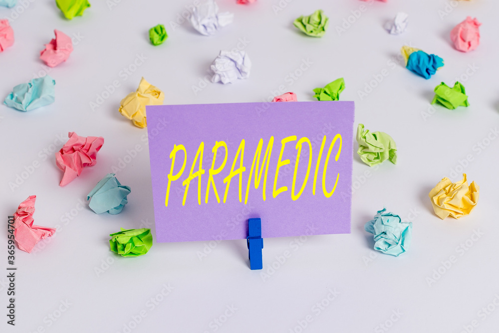 Handwriting text writing Paramedic. Conceptual photo a health worker ...
