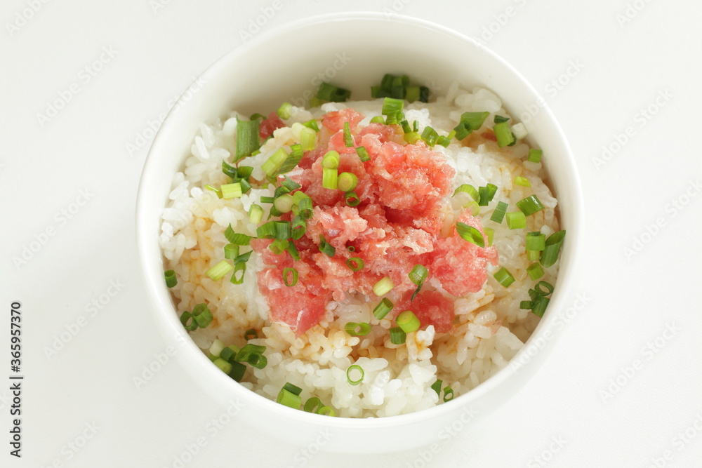 Japanese food, minced tuna fish with copy space Japanese food, minced tuna fish with copy space