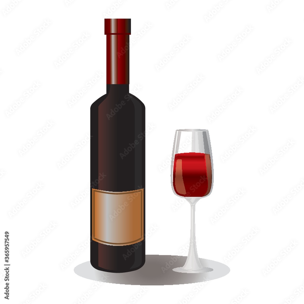 bottle of wine with glass