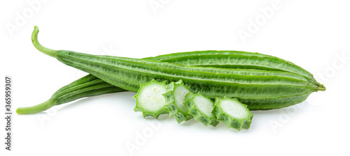 Obraz na płótnie Fresh Angled luffa fruit isolated on white background w salonie