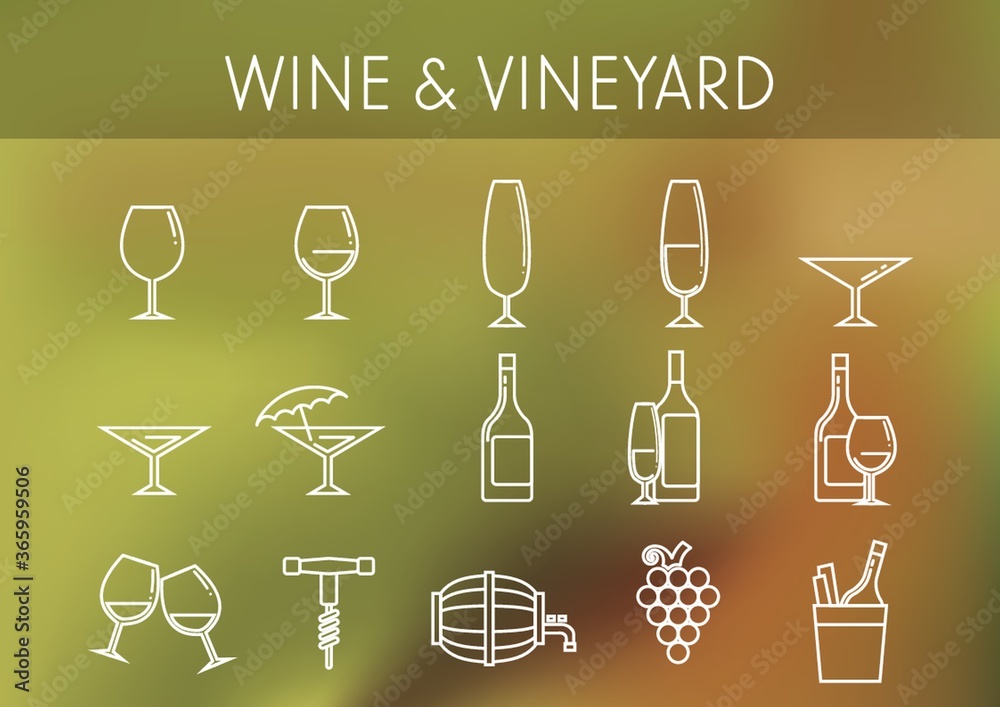 Fotografie wine and vineyard icons