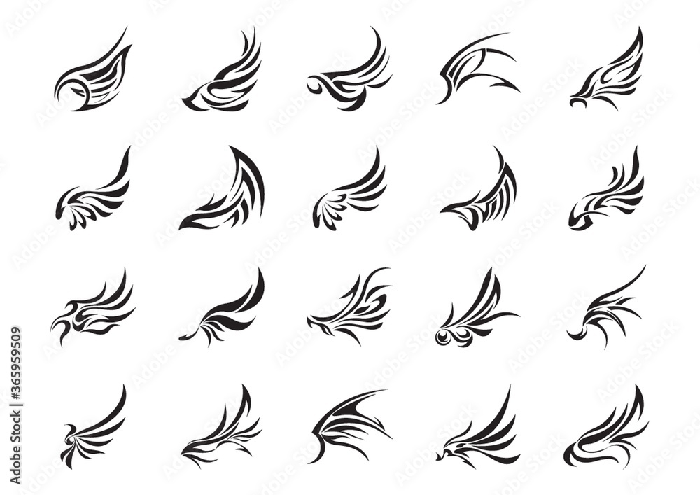 Obraz premium tattoo wings collection
