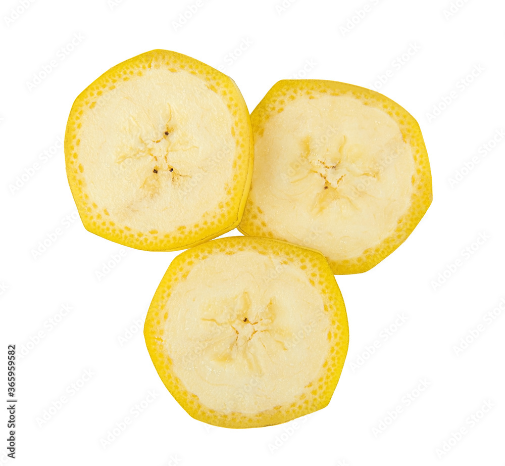 Banana slice isolated on white background