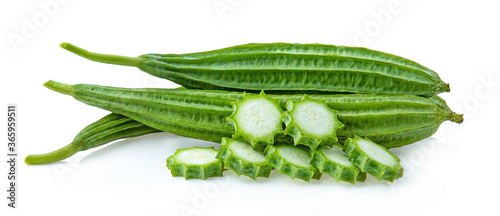 Obraz na płótnie Fresh Angled luffa fruit isolated on white background w salonie