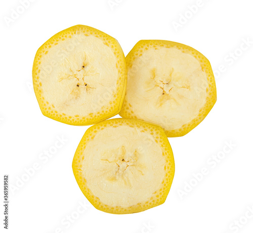 Banana slice isolated on white background