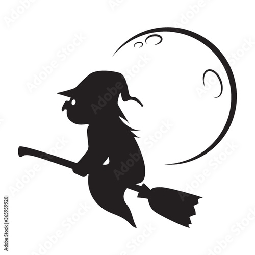 witch flying on broomstick