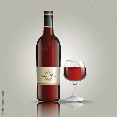 bottle of wine with glass