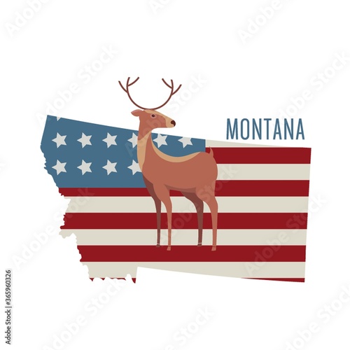 montana state map with deer